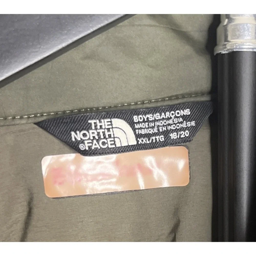 The North Face Boys XXL Belleview Stretch Down Jacket Green Black Puffer Coat 18